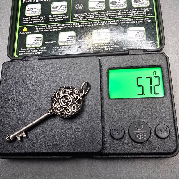 VTG Jane Seymour Open Hearts Sterling Silver Diamond Key Pendant 2.25" JWBR - Picture 7 of 9